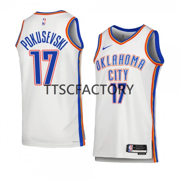 Oklahoma City Thunder Trikot Aleksej Pokusevski 17 Nike 2022-23 Association Edition Weiß Swingman - Herren Oklahoma City Thunder Trikot Aleksej Pokusevski 17 Nike 2022-23 Association Edition Weiß Swingman - Herren